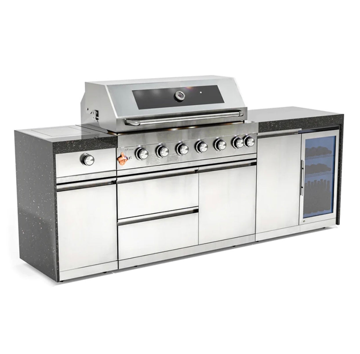 Pinnacle 805 Stainless Steel BBQ Grill Island with Fridge Cabinet