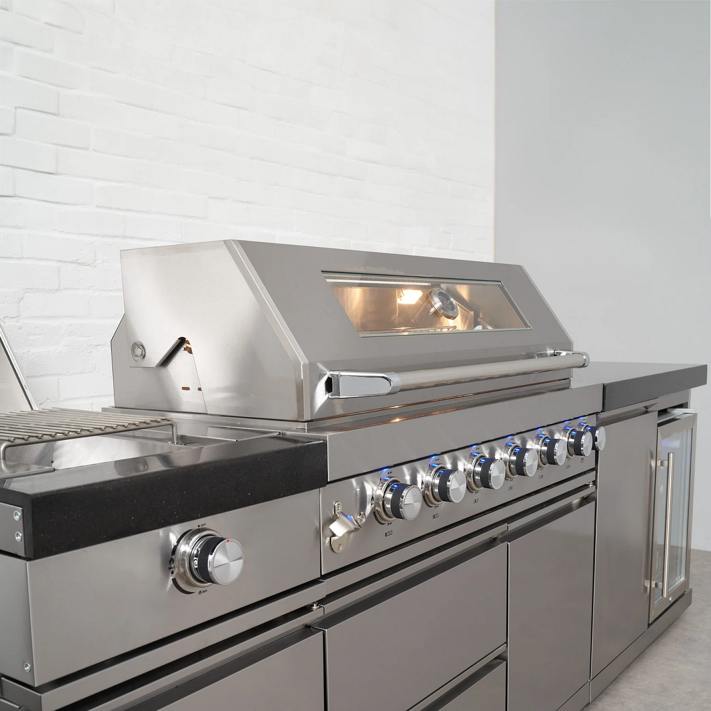 Pinnacle 805 Stainless Steel BBQ Grill Island with Fridge Cabinet