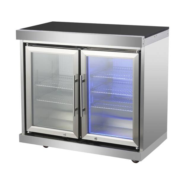 PINNACLE 805 Deluxe Stainless Steel BBQ Grill Island with Double Fridge & Beverage Center