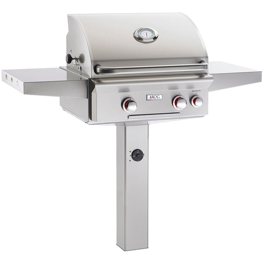 American Outdoor Grill (AOG) T-Series 24-Inch 2-Burner Grill On In-Ground Post With Rotisserie