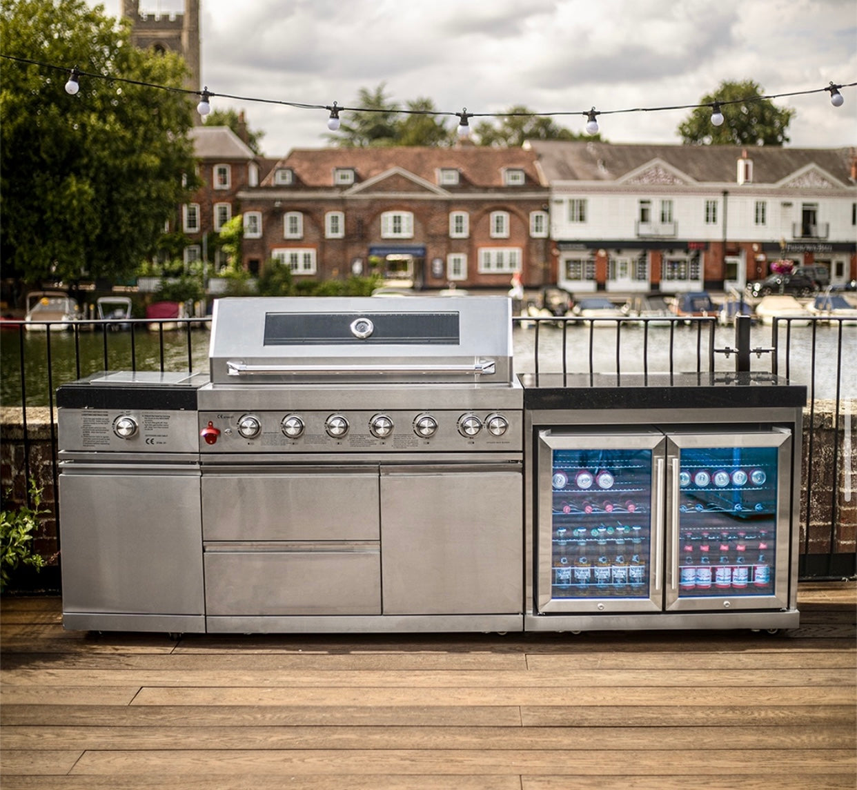 Pinnacle 805 Stainless Steel BBQ Grill Island with Double Fridge Cabinet