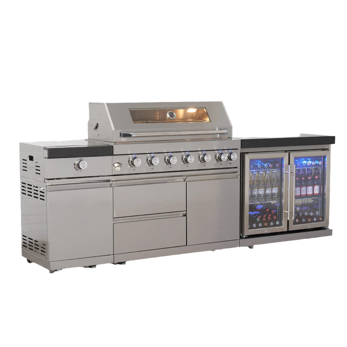 Pinnacle 805 Stainless Steel BBQ Grill Island with Double Fridge Cabinet