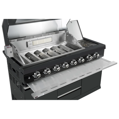 Pinnacle 805 Black Stainless Steel BBQ Grill Island with Fridge