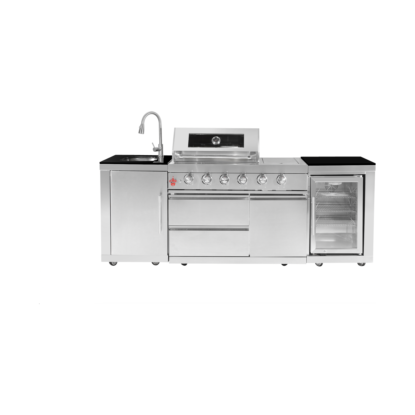 PINNACLE 400 Stainless Steel BBQ Grill Island with Fridge